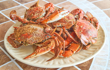Steamed, boiled Crabs