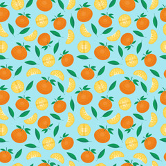 Fruits mandarin seamless patterns 