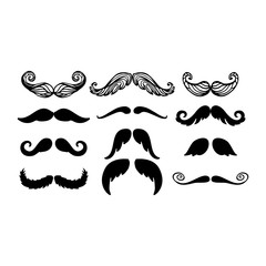 Vector mustache silhouette isolated