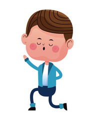 lovely boy on knee closed eyes vector illustration eps 10