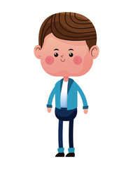 cute boy standing with blue jacket vector illustration eps 10