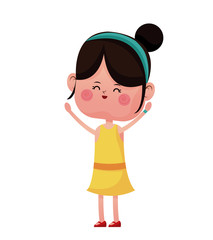 cheerful girl hands up lovely vector illustration eps 10