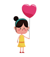 girl pink heart balloon happy vector illustration eps 10