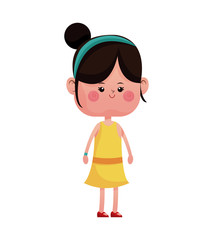 girl standing smiling yellow dress vector illustration eps 10