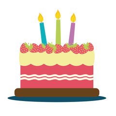 birthday cake with candles icon over white background. colorful design. vector illustration