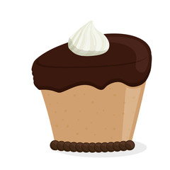 sweet cupcake icon over white background. colorful design. vector illustration