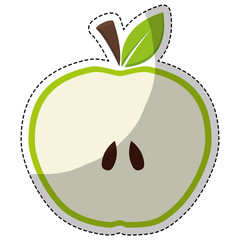 Slice of apple fruit in heart shape over white background. colorful design. vector illustration