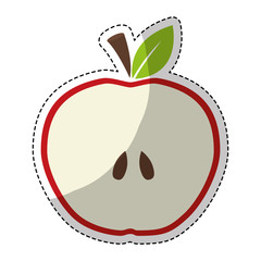 Slice of apple fruit in heart shape over white background. colorful design. vector illustration