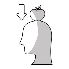 profile of person and apple fruit icon over white background. vector illustration