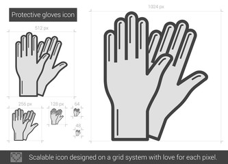 Protective gloves line icon.