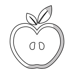 Slice of apple fruit in heart shape over white background. vector illustration