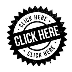 Obraz premium Click here stamp. Grunge design with dust scratches. Effects can be easily removed for a clean, crisp look. Color is easily changed.