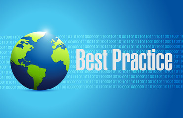 best practice binary globe sign concept