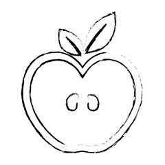 Slice of apple fruit in heart shape over white background. vector illustration