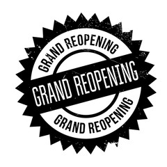 Grand reopening stamp. Grunge design with dust scratches. Effects can be easily removed for a clean, crisp look. Color is easily changed.