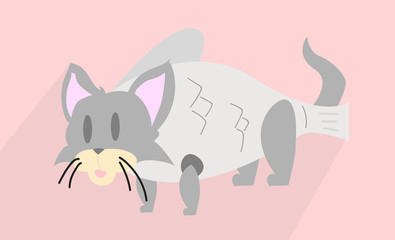 Cat Wearing a Fish Costume Illustration