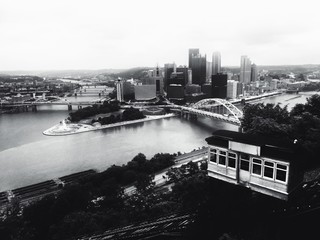 Duquense Incline in Pittsburgh in Black and White - 131845588
