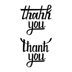 Thank you postcard set. Hand drawn greeting card. Ink illustration. Modern brush calligraphy. Isolated on white background