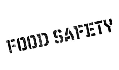 Food safety stamp. Grunge design with dust scratches. Effects can be easily removed for a clean, crisp look. Color is easily changed.