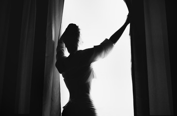 Woman secret,female silhouette in the shadow