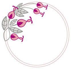 Beautiful round frame with decorative flowers. 