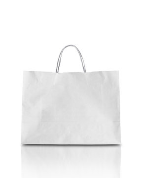 Blank white shpping paper bag isolated on white with clipping pa