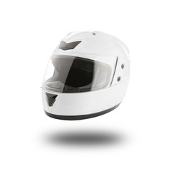 Naklejka premium Motorcycle helmet over isolate on white with clipping path.