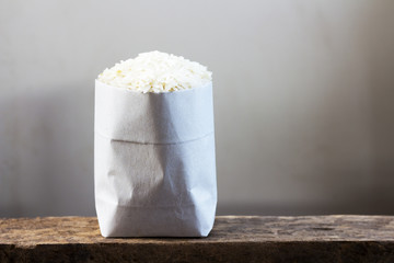 Rice in bags on the floor.