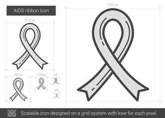 AIDS ribbon line icon.