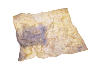 Yellow cleaning rag isolated on white. This has clipping path.