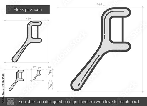 "Floss pick line icon." Stock image and royalty-free vector files on