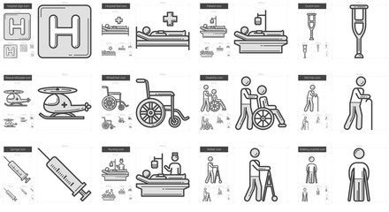 Medicine line icon set.