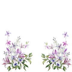 Pattern of wild flowers ,image on a colored background 
