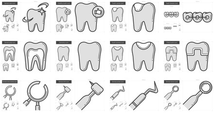 Stomatology line icon set.