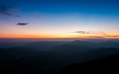 night sky before sunset on mountain at Phu ruea of thailand for background