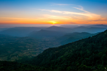 sky before sunset on mountain at Phu ruea of thailand for background