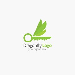 Dragonfly Logo design template linear style. Vector Illustration