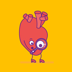 Happy smiling heart logotype. Cheerful cartoon character logo in