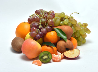 fresh fruits on the white background
