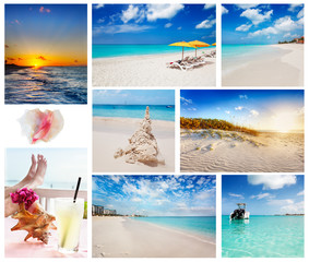 Collage of Turks and Caicos beaches and vacation scenes