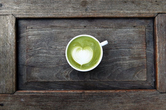 A cup of green tea matcha latte 