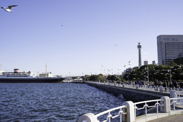 横浜の山下公園からの風景