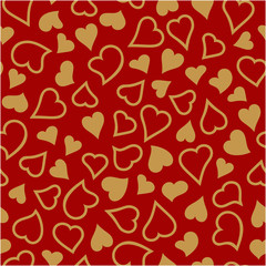Valentine's day seamless pattern with golden hearts. Valentines day background for invitation. Endless texture can be used for printing onto fabric, paper or scrapbooking.