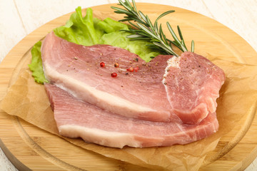 Raw pork steak