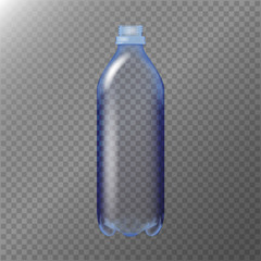 Empty Transparent Bottle. Realistic Blank. Mock Up For Your Design. Vector Template Background