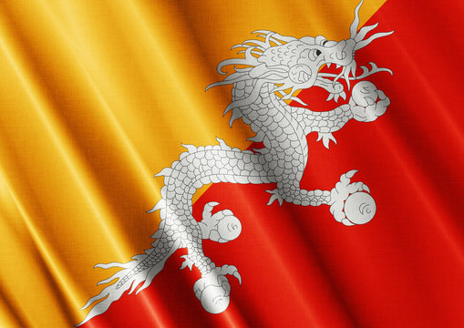 Bhutan waving flag close