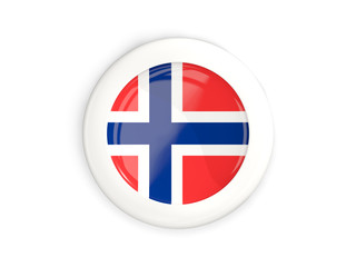Flag of norway, glossy round button