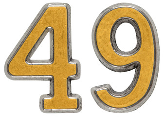 Metal numeral 49, forty-nine, isolated on white background