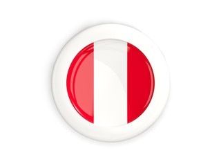 Flag of peru, glossy round button