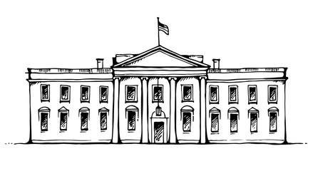 White House in Washington DC, USA, vector illustration isolated on white background
